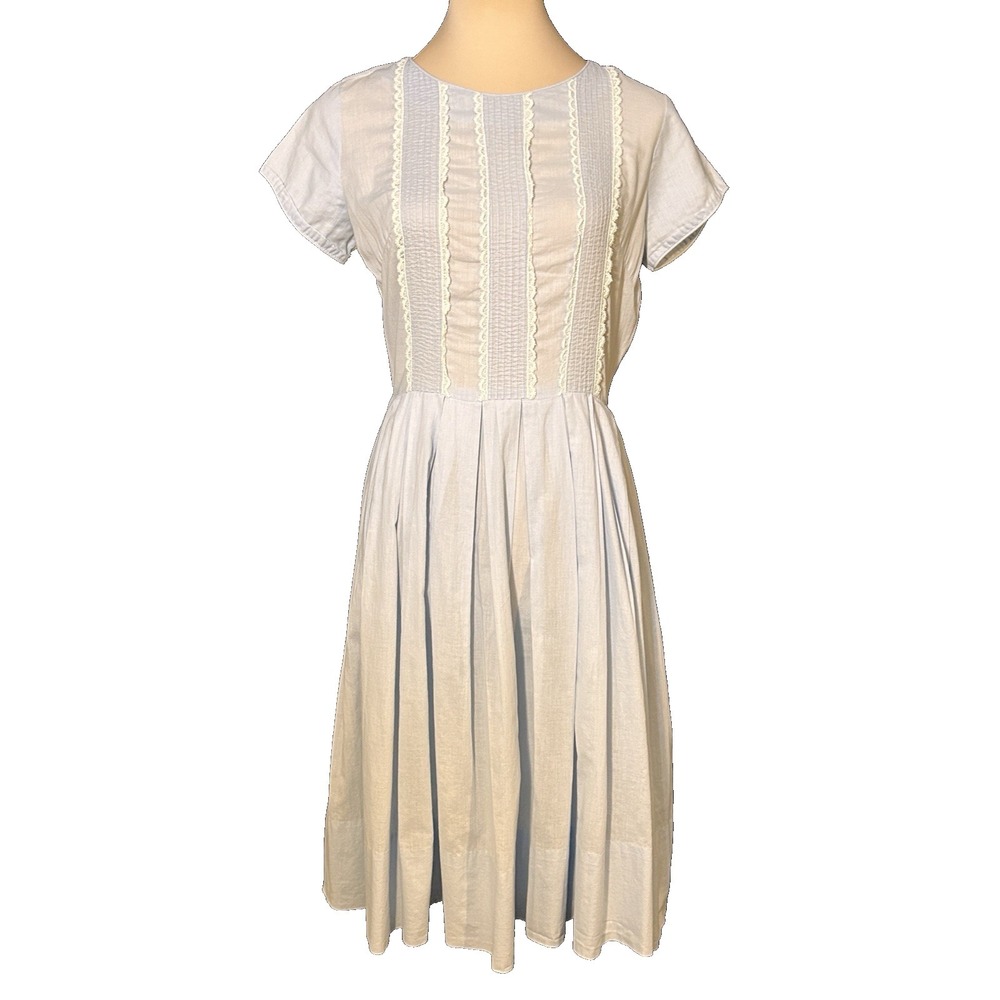 Vintage 1950s Classic Power Blue Lightweight Cotton Day Dress